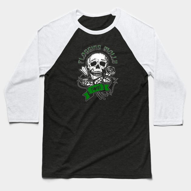 Flogging Skull Baseball T-Shirt by Luke Jay Art